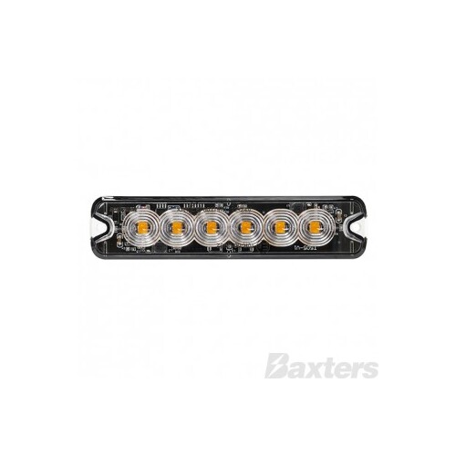 LED Strobe Module Amber Surface Mount 10-30V 6 LED 18W 19 Flash Patterns Synchronizable Class 1 130x30x9mm