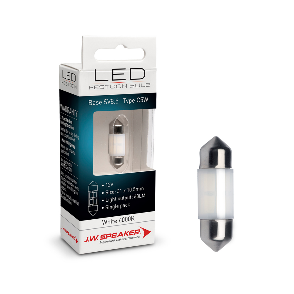 LED Festoon Bulb - 12V C5W 6000K - SV8.5 / 31 x 10.5 Base