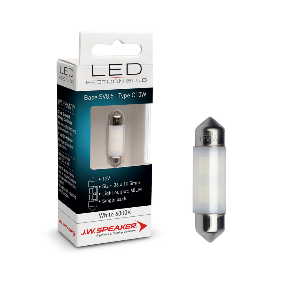 LED Festoon Bulb - 12V C10W 6000K - SV8.5 / 36 x 10.5 Base