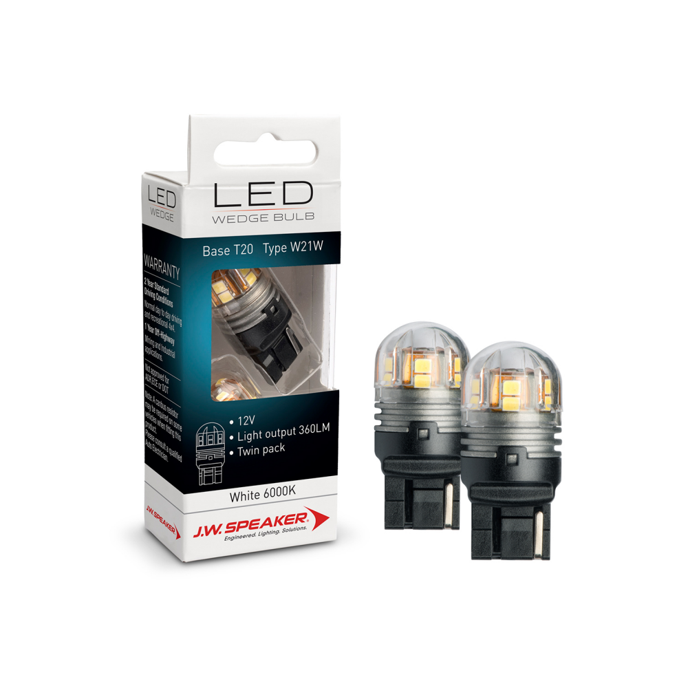 LED Wedge Bulbs - 12/24V W21W 6000K - T20 Base