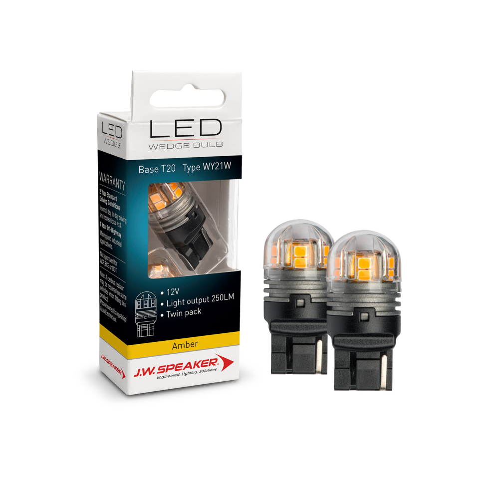 LED Wedge Bulbs - 12/24V WY21W Amber - T20 Base