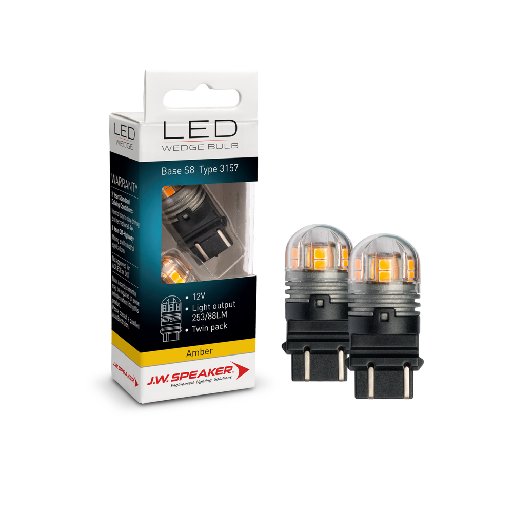 LED Wedge Bulbs - 12/24V 3157 Amber - S8 Base