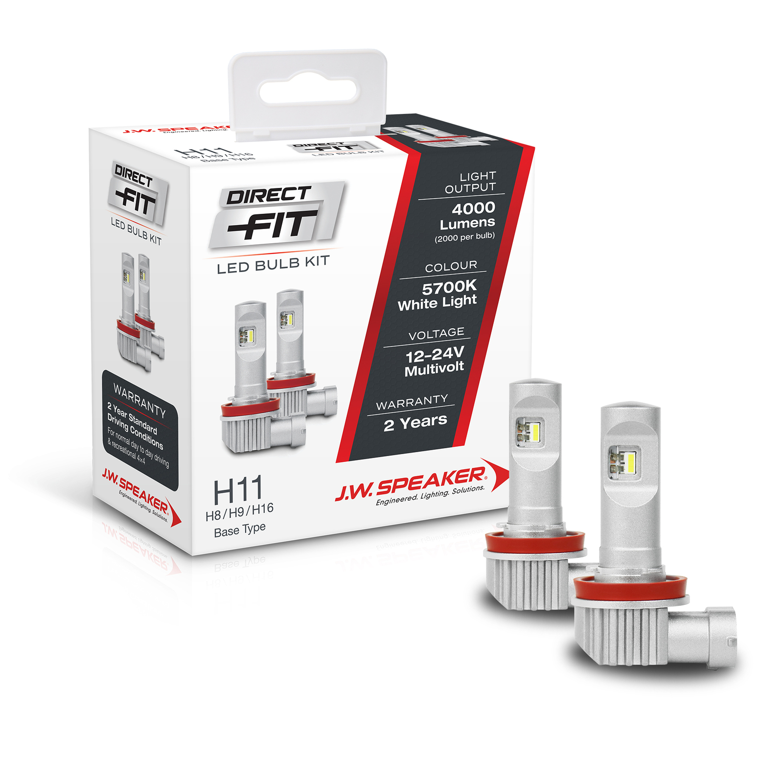 LED Bulb Kit - H8/H9/H11/H16 Direct Fit LED Bulb Kit 12/24V 6000K Not ADR  compliant - JW Speaker