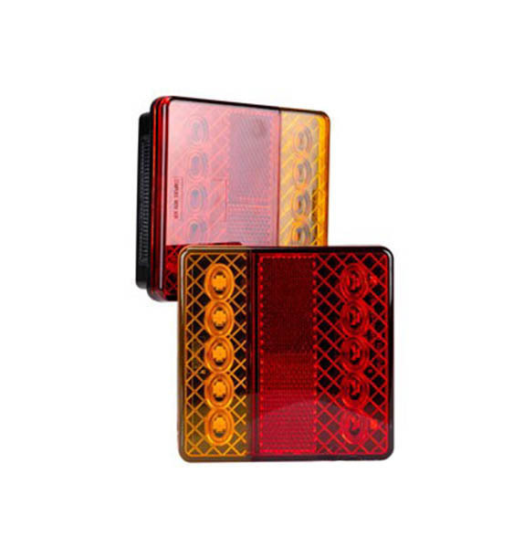 Roadvision LED Rear Combination Lamp 12V Stop/Tail/Ind/Ref Surface Mount 100 x 100mm Twin Pack with Licence
