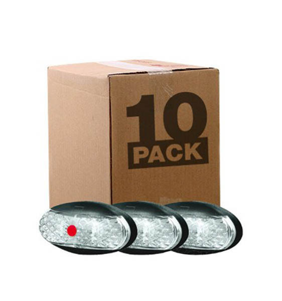 Roadvision 10-30V Oval 60 x 30mm Clear Lens Black Base Bulk Pack of 10 2.5mt Cable Red