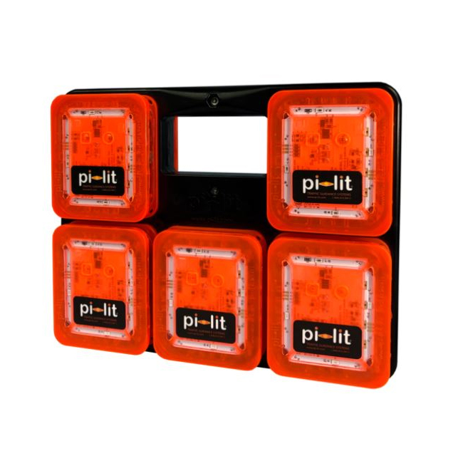  Pi-Lit [RECHARGEABLE] Set of 10 ICS Sequential Flares (Amber Side LED/Amber Top LED) - Orange Plastic
