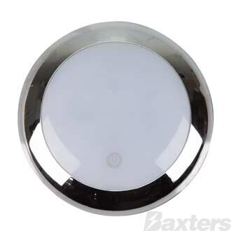 LED Interior Lamp Round Chrome 12V 15 LED 4.5W 140mm Touch Sensor High/Med/Low/Off