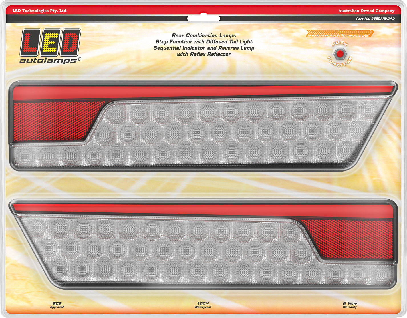 355 Series Sequential Tail Lights Chrome PCB Pair