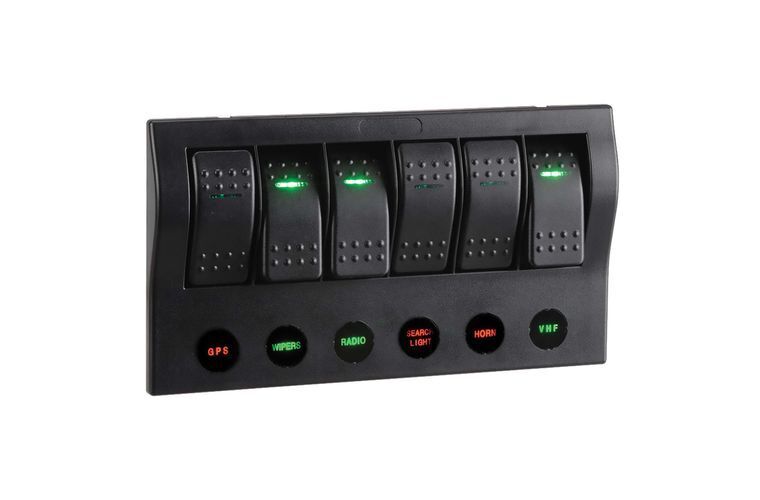 6-Way LED Switch Panel with Circuit Breaker Protection - NARVA Part No. 63194