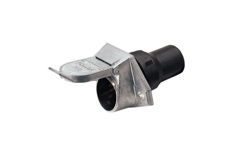 7 Pin Heavy-Duty Round Metal Trailer Socket with Rubber Boot - NARVA Part No. 82094/20