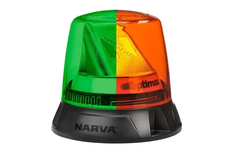 10-33V Optimax LED Rotating Beacon Flange (Amber/Green) - NARVA Part No. 85660AG