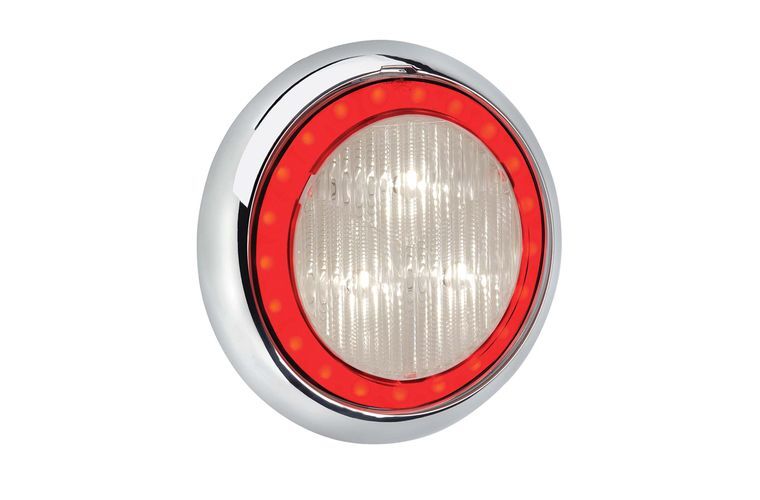 9-33 VOLT MODEL 43 LED REVERSE LAMP (WHITE) WITH RED LED TAIL RING - NARVA Part No. 94342C