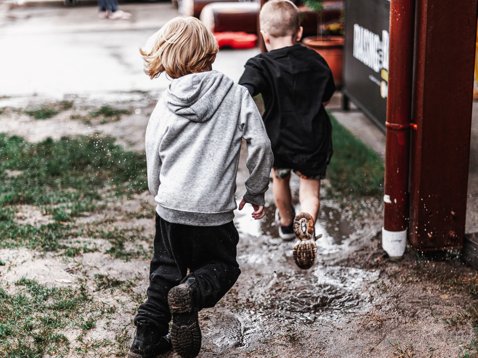 Two kids playing outside