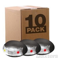 10-30V 2 LED Oval 60 x 37mm Clear Lens Black Base 2.5MT Cable Bulk Pack of 10