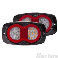 LED Combination Lamp Twin Pack 10-30V S/T/I/Ref Rect R8 Series 2 Surface Mount with Lic Black Housing