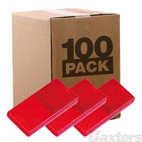 Reflector Adhesive Red Rect 65 x 30 x 8mm Bulk Pack of 100