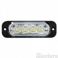 LED Strobe Module White Surface Mount 10-30V 4 LED 12W 12 Flash Patterns Synchronizable Class 1 101x32x14mm