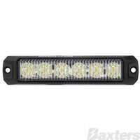 LED Strobe Module White Surface Mount 10-30V 6 LED 18W 12 Flash Patterns Synchronizable Class 1 130x28x12mm