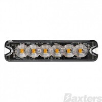 LED Strobe Module Amber Surface Mount 10-30V 6 LED 18W 19 Flash Patterns Synchronizable Class 1 130x30x9mm