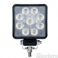 LED Work Light Square Flood Beam 10-30V 9 x 1W Cree LED's IP67 90x32x128mm Roadvision
