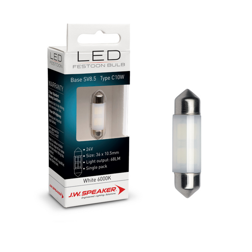 LED Festoon Bulb - 24V C10W 6000K - SV8.5 / 36 x 10.5 Base