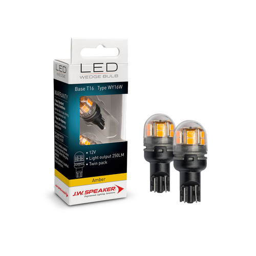 LED Wedge Bulbs - 12/24V WY16W Amber - T16 Base