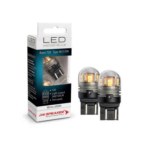 LED Wedge Bulbs - 12/24V W21/5W 6000K - T20 Base