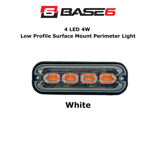 BASE6 4 LED 4W White Low Profile Surface Mount Perimeter Light