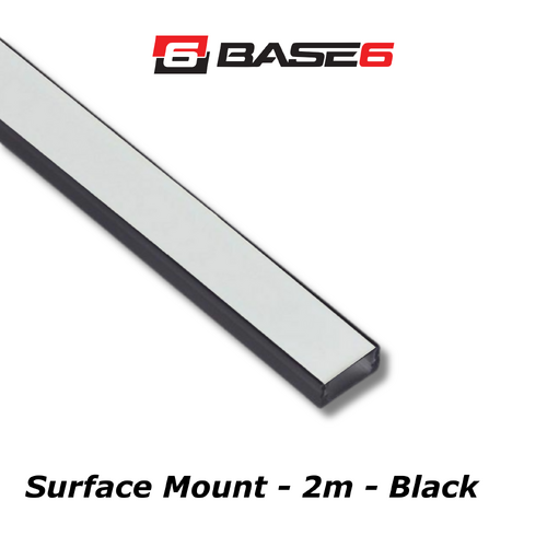 BASE6 Black Surface Mount 2m Aluminium LED Strip Extrusion