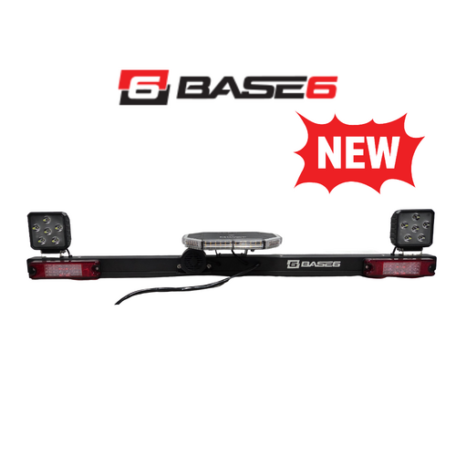 BASE6 Mine Bar, 1200mm Long, 10-30VDC, Amber Light Bar, W/Lights 60W, Stop / Tail / Turn / Reverse 
