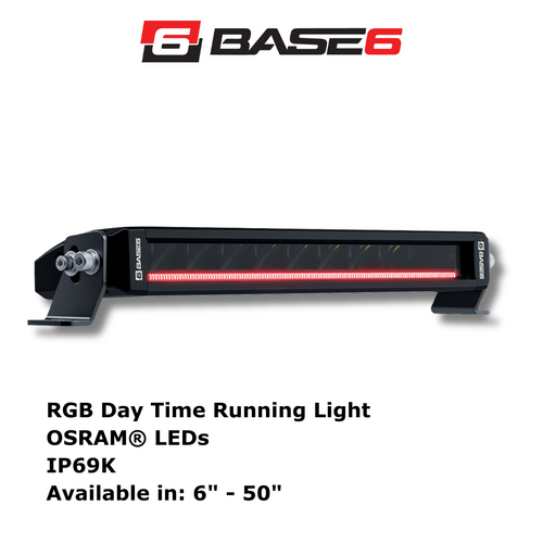 BASE6 Single Row LED Light Bar - with RGB Front Position Light