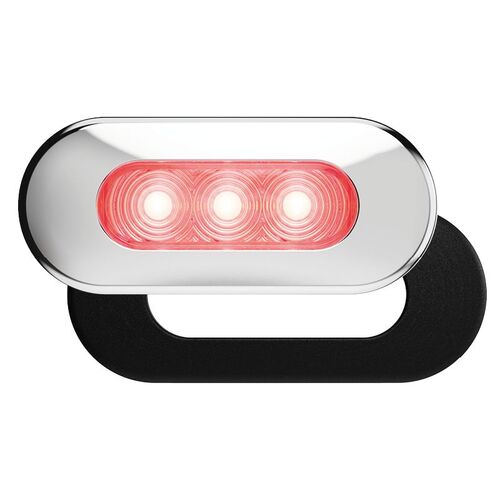 LED Marker Red 10-30V 75x32x11mm Clear Lens Chrome & Black Trim Fixed Mnt 0.5m Lead