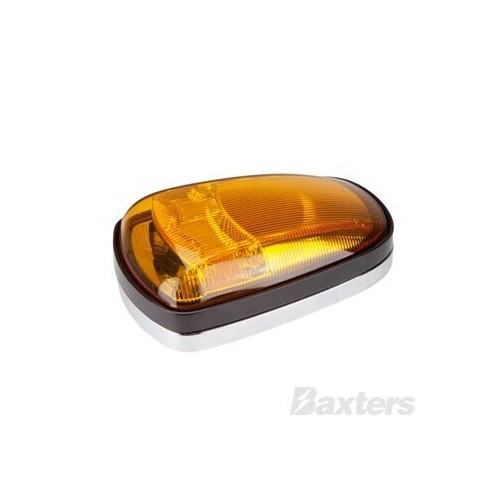 LED CAT 6 Indicator Lamp BR150 Series 10-30V Oval 150 x 88 x 32mm Amber Surface Mount Chrome