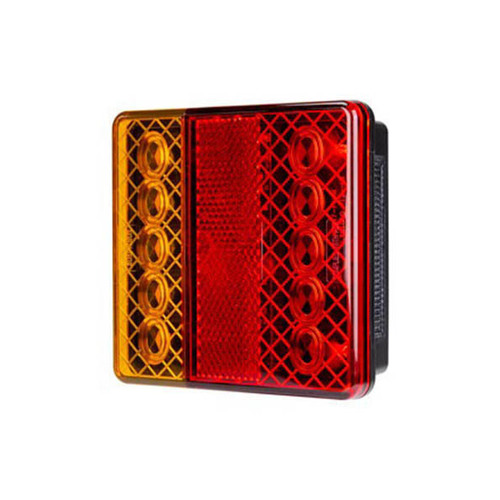 Roadvision LED Rear Combination Lamp 10-30V Stop/Tail/Ind/Ref/Lic Surface Mount 100 x 100mm Single Blister with Lic