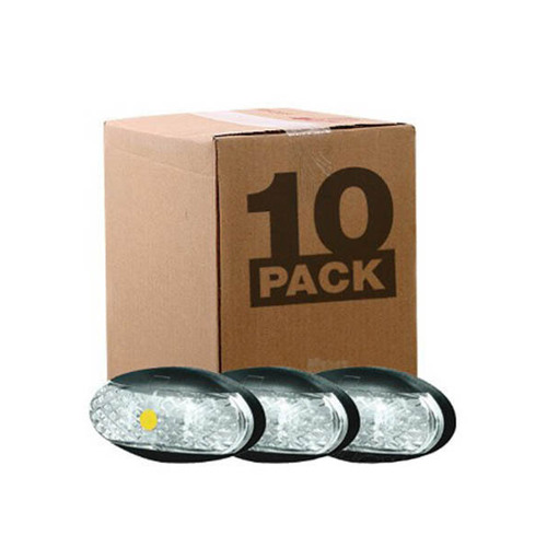 Roadvision 10-30V Oval 60 x 30mm Clear Lens Black Base Bulk Pack of 10 2.5mt Cable Amber