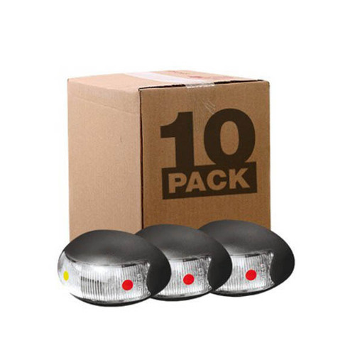 Roadvision 10-30V 2 LED Oval 60 X 37mm Clear Lens Black Base 0.5MT Cable Bulk Pack of 10