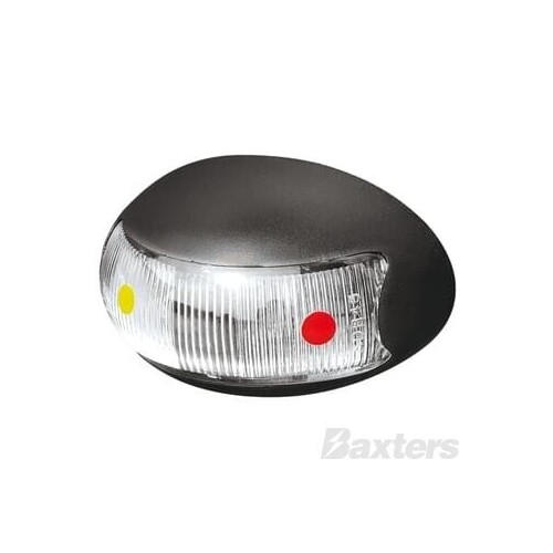 10-30V 2 LED Oval 60 x 37mm Clear Lens Black Base 2.5MT Cable