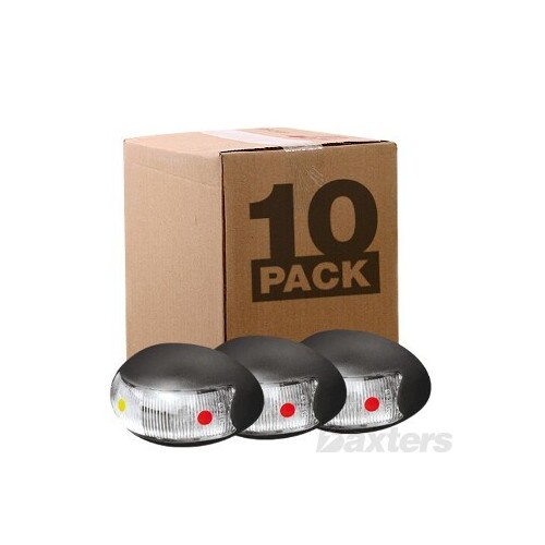 10-30V 2 LED Oval 60 x 37mm Clear Lens Black Base 2.5MT Cable Bulk Pack of 10