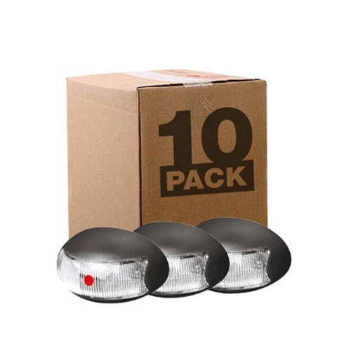 Roadvision 10-30V 2 Red LED Oval 60 X 37MM Clear Lens Black Base 0.5MT Cable Bulk Pack of 10