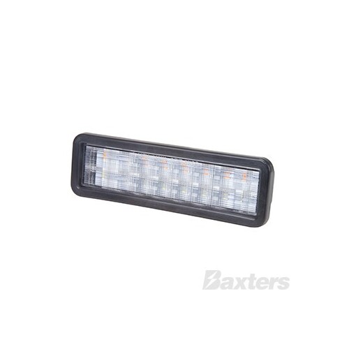 LED Front DRL / Indicator / Park Lamp 10-30V Amber/White LED Rect 159 x 49mm Clear Lens Grommet Mount