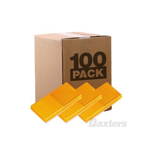 Reflector Adhesive Amber Rect 65 x 30 x 8mm Bulk Pack of 100