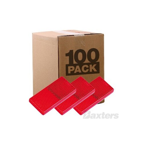 Reflector Adhesive Red Rect 65 x 30 x 8mm Bulk Pack of 100
