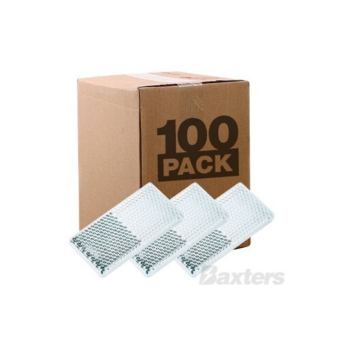 Reflector Adhesive White Rect 65 x 30 x 8mm Bulk Pack of 100
