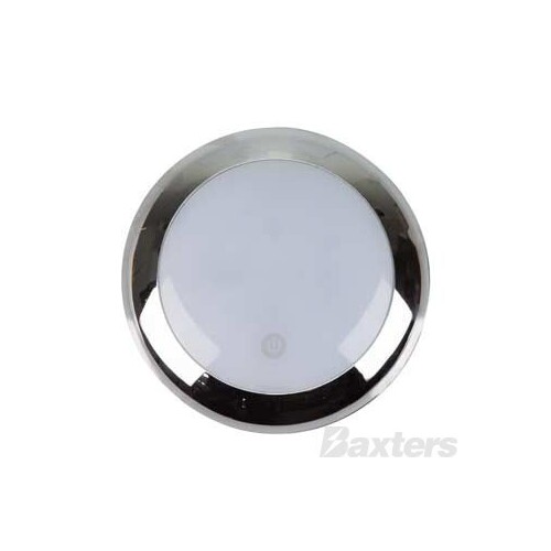LED Interior Lamp Round Chrome 12V 15 LED 4.5W 140mm Touch Sensor High/Med/Low/Off