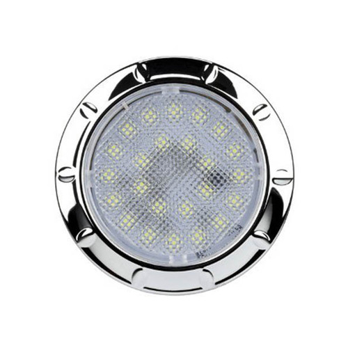 Roadvision LED Interior Lamp Round Chrome Recessed 12V 24 LEDs 70mm Chrome Body