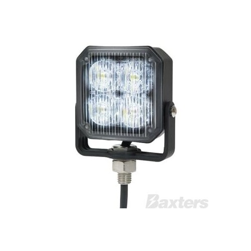 LED Strobe Module White Square Pendant 10-30V 4 LED 4W IP67 19 Function U Bkt Adjustable