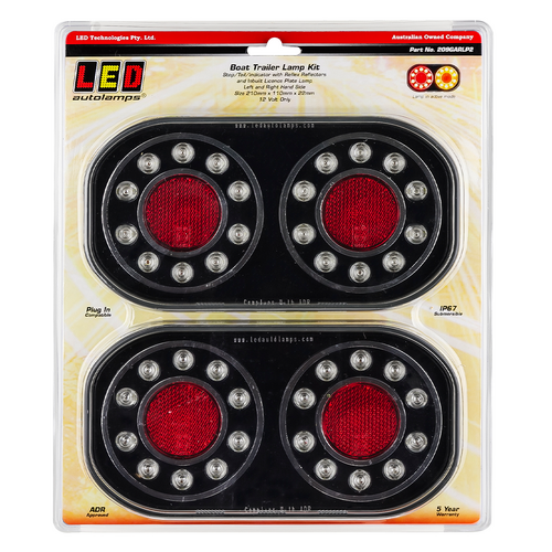 209 Series Boat/Trailer Tail Lights, Twin Pack, with Licence Plate and Without - LED Autolamps