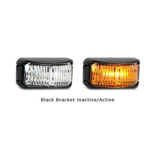 Side direction indicator, Amber LED's with black base, 74mm x 38mm x 34.5mm. Multi-Volt, ADR Approved.
