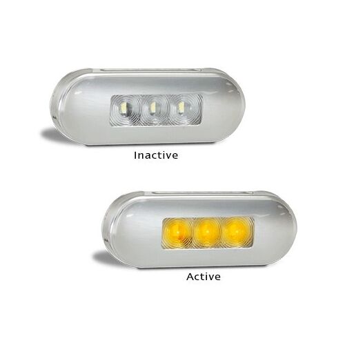 86 Series Amber Marker, clear lens coloured LEDs, stainless steel bezel