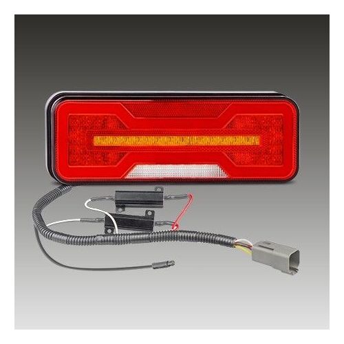 RHS, STOP/TAIL/INDICATOR/REVERSE/REFLECTOR, MULTIVOLT, WHITE BOX, SEQUENTIAL INDICATOR, DIFFUSED TAIL LIGHT, 284 X 100 X 37MM, DT04 CONNECTOR, ECE APP